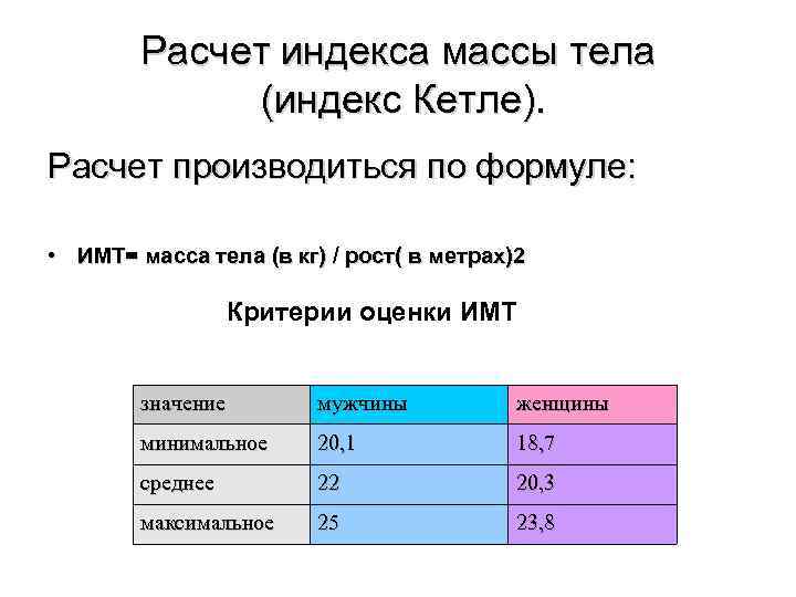 Индекс массы тела калькулятор для детей рассчитать