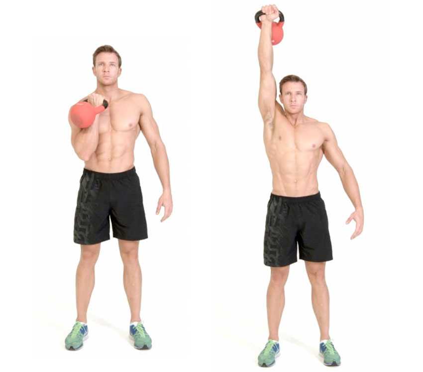 Жим гири стоя позволяет качественно проработать мышцы плечевого пояса, развить силу и гибкость Техника выполнения упражнения, важные моменты тренировки