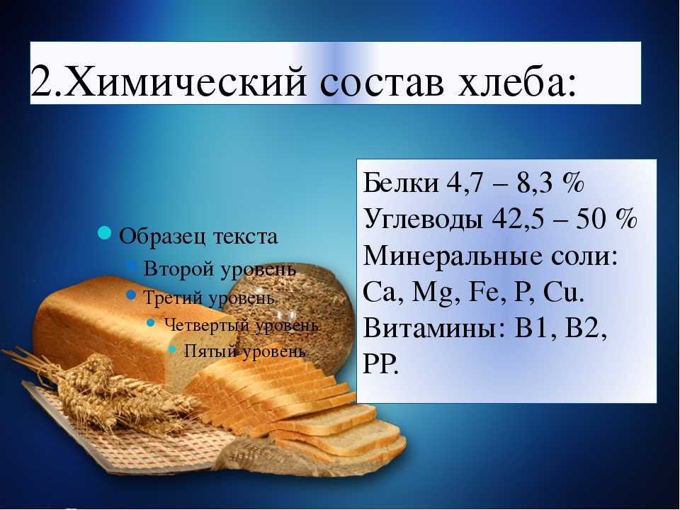 Таблица калорийности хлеба и хлебобулочных изделий