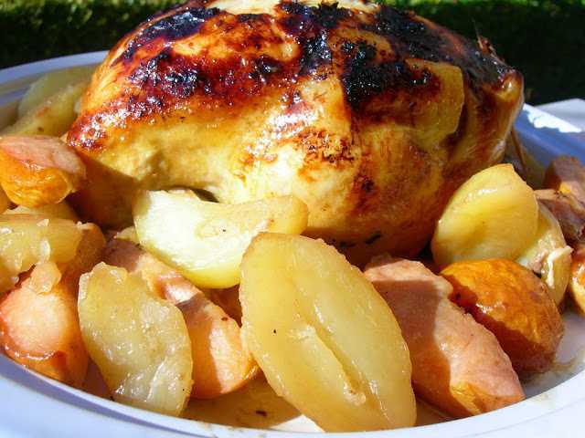 Курица с айвой в духовке, азербайджанский рецепт целиком