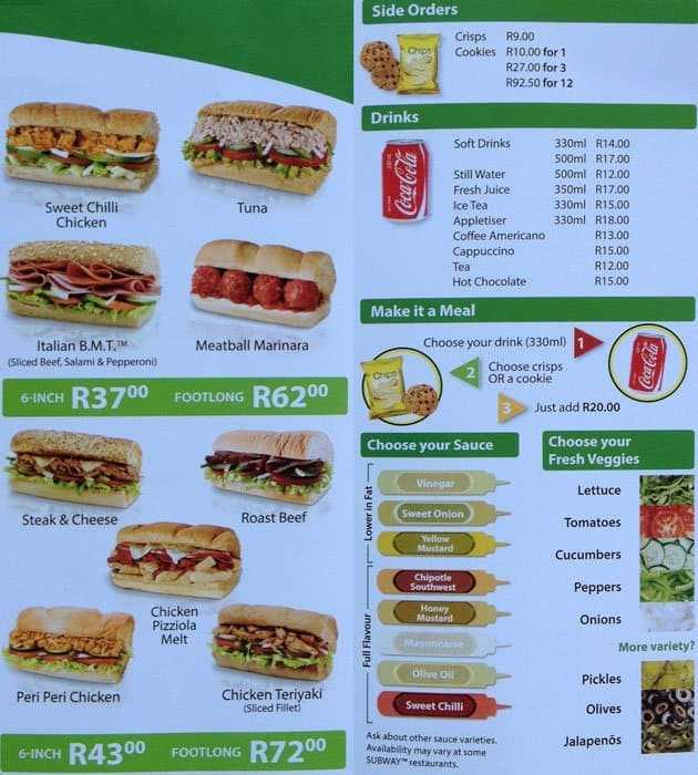 Самая полная и информативная таблица калорийности продуктов Subway Сабвей В том числе в таблице собран полный состав белков, жиров и углеводов