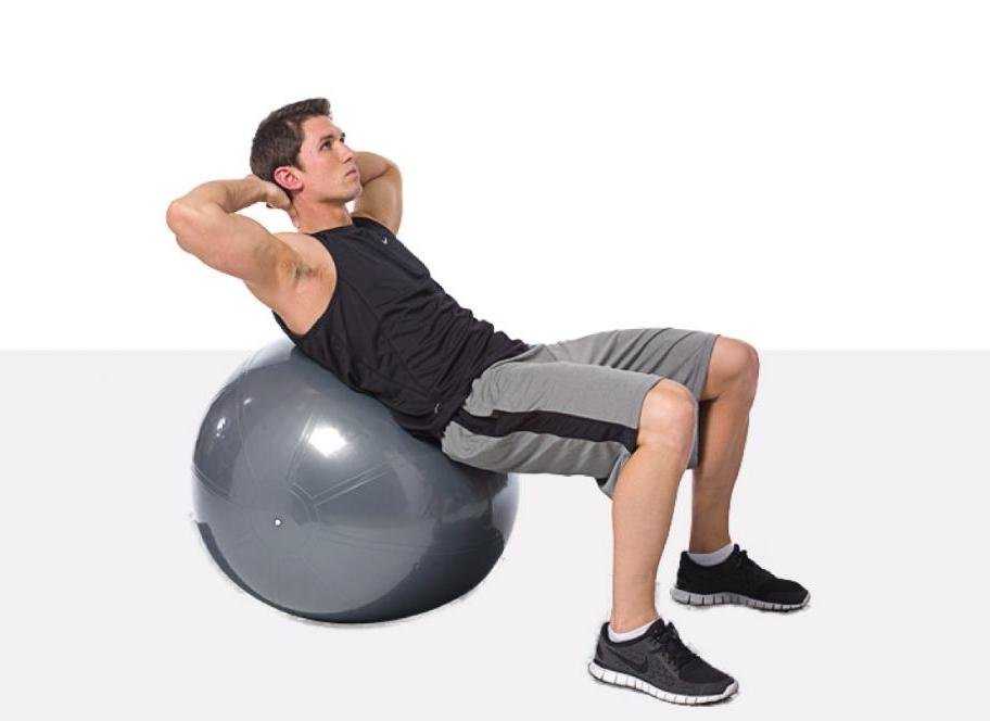 Скручивания на фитболе – это эффективное упражнение для пресса и мышц стабилизаторов корпуса Благодаря упругости мяча снижается вредная нагрузка на спину