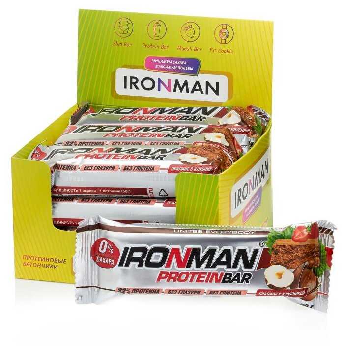 Пищевые добавки ironman. protein bar с коллагеном. диетические батончики