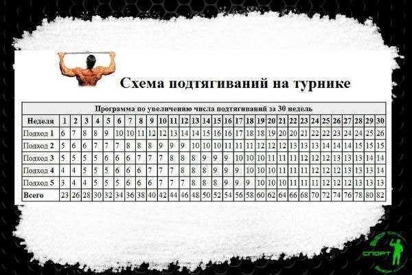 Схема на подтягивания