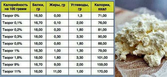 Сколько грамм белка в 100 граммах домашнего творога?